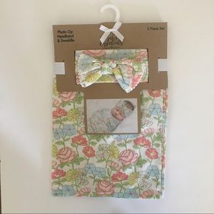 NEW Newborn Baby Blanket & Headband Floral Theme | Baby Essentials